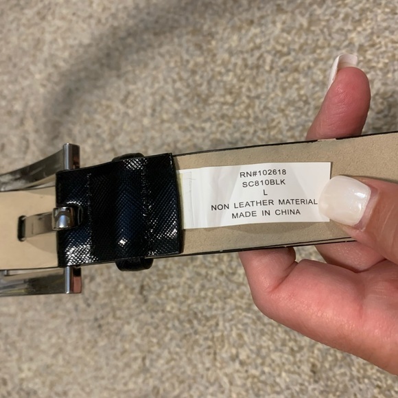 Thick black square Faux Leather Belt for Dress or Slacks Pants size large - Picture 8 of 8